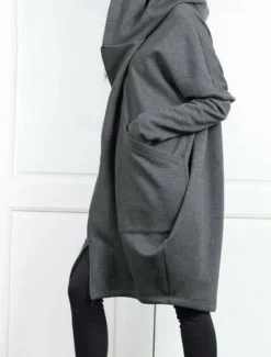 Women's Outdoor Zipper Solid Color Windproof Fashion Loose Fit Outerwear Long Sleeve Fall dark brown S Women Jackets