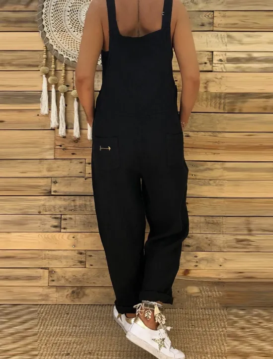 Online Women's Overall Bib Utility Pocket Solid Color Square Neck Streetwear Daily Vacation Regular Fit Sleeveless Black Wine Blue S M L Summer Fall Cowboy Women Overalls|Jumpsuits
