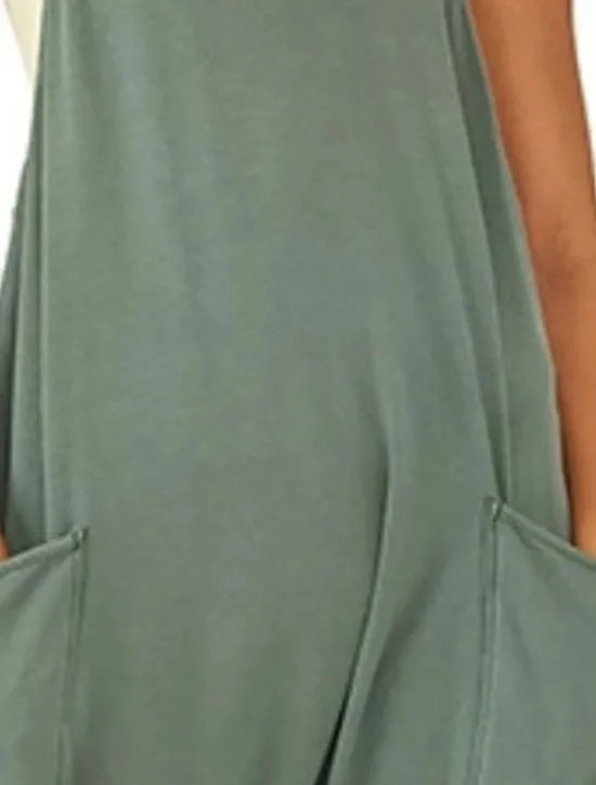 Discount Women's Overall Utility Patch Pocket Trug Life Solid Color V Neck Streetwear Daily Regular Fit Sleeveless Green Khaki Brown S M L Winter Women Overalls