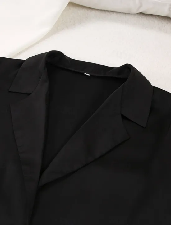Hot Women's Pajama Set Casual Comfort Pure Color Button Up Elastic Waist Shirt Pant Home Daily Long Sleeve Shirt Collar Black Green Summer Spring Fall Regular Fit Women Pajama-Setter