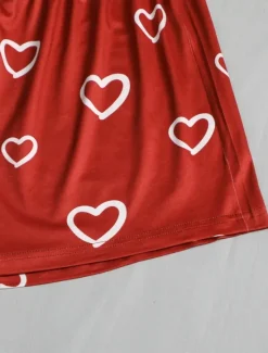 Hot Women's Pajama Set Casual Comfort Heart Elastic Waist T Shirt Shorts Home Valentine's Day Daily Short Sleeve Crew Neck Summer Spring Regular Fit Women Pajama-Setter