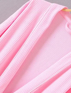 Online Women's Pajamas Bathrobe Pure Color Simple Casual Comfort Home Bed Wedding Party Cotton Terry Breathable V Wire Long Sleeve Pocket Fall Winter Home Outfits Women Pajama-Setter