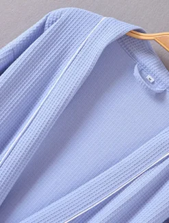 Online Women's Pajamas Bathrobe Pure Color Simple Casual Comfort Home Bed Wedding Party Cotton Terry Breathable V Wire Long Sleeve Pocket Fall Winter Home Outfits Women Pajama-Setter