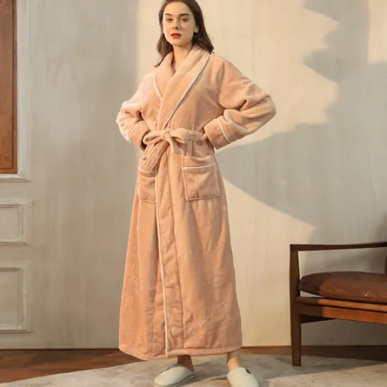 Women's Pajamas Bathrobe Robes Gown Nighty 1PC Pure Color Warm Plush Casual Party Home Daily Fleece Terry V Wire Long Sleeve Modern Style Belt Included Pocket Fall Winter Home Outfits Women Pajama-Setter