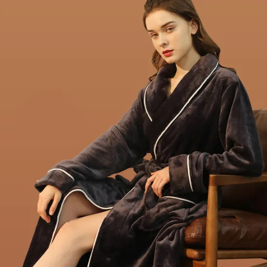 Women's Pajamas Bathrobe Robes Gown Nighty 1PC Pure Color Warm Plush Casual Party Home Daily Fleece Terry V Wire Long Sleeve Modern Style Belt Included Pocket Fall Winter Home Outfits Women Pajama-Setter