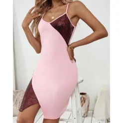 Discount Women's Pajamas Loungewear Casual Comfort Pure Color Backless Home Daily Sleeveless V Neck Black Pink Summer Spring Women Sundresses