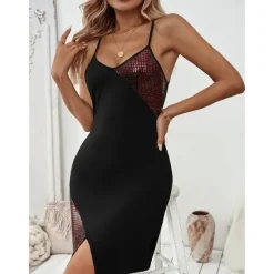 Discount Women's Pajamas Loungewear Casual Comfort Pure Color Backless Home Daily Sleeveless V Neck Black Pink Summer Spring Women Sundresses