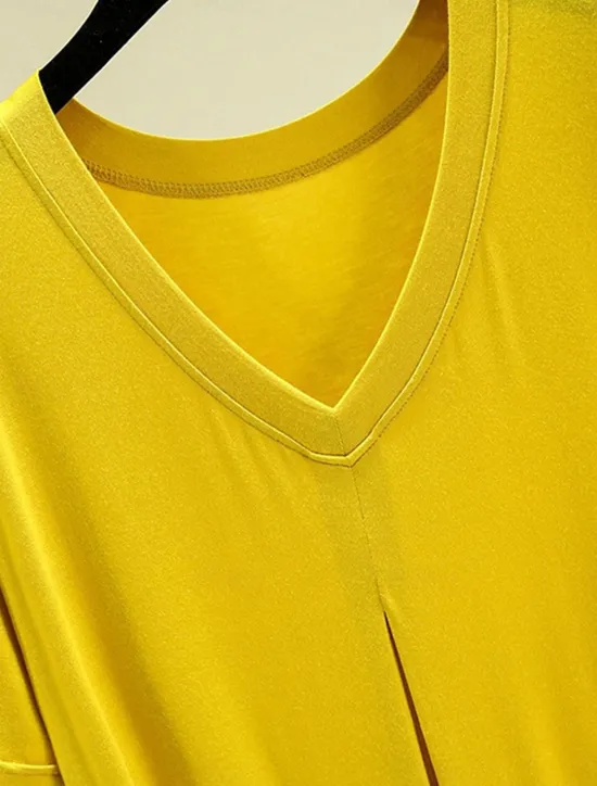 New Women's Pajamas Nightgown Nightshirt Dress Pure Color Simple Casual Soft Home Daily Bed Modal Breathable V Wire Short Sleeve Summer Fall Home Outfits Women Sleepwear