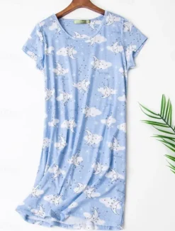 Sale Women's Pajamas Nightgown Nightshirt Dress Animal Fruit Casual Comfort Sweet Home Street Daily Breathable Crew Neck Short Sleeve Summer Spring Home Outfits Women Sleepwear