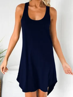 New Women's Pajamas Nightgown Nighty Pjs Pure Color Comfort Soft Home Vacation Sleeveless Spring Summer Army Green Home Outfits Women Sundresses