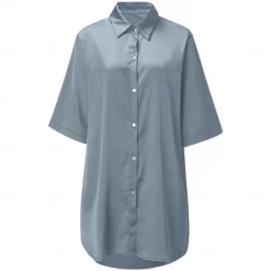 Clearance Women's Pajamas Nightgown Dress Pjs Pure Color Fashion Simple Comfort Party Home Bed Satin V Wire Half Sleeve Summer Spring Women Sleepwear
