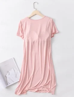Sale Women's Pajamas Nightgown Nightshirt Dress Pure Color Simple Comfort Home Daily Bed Modal Breathable Crew Neck Short Sleeve T shirt Tee Summer Spring Home Outfits Women Sleepwear