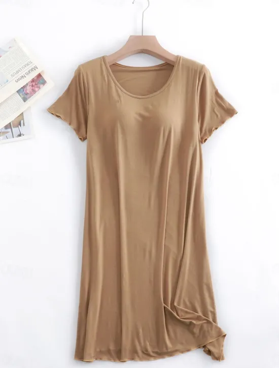 Sale Women's Pajamas Nightgown Nightshirt Dress Pure Color Simple Comfort Home Daily Bed Modal Breathable Crew Neck Short Sleeve T shirt Tee Summer Spring Home Outfits Women Sleepwear
