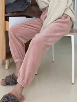 Hot Women's Pajamas Pants Letter Plush Casual Comfort Home Daily Bed Coral Fleece Coral Velvet Warm Pant Fall Winter Home Outfits Women Sleepwear