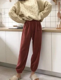 Hot Women's Pajamas Pants Letter Plush Casual Comfort Home Daily Bed Coral Fleece Coral Velvet Warm Pant Fall Winter Home Outfits Women Sleepwear