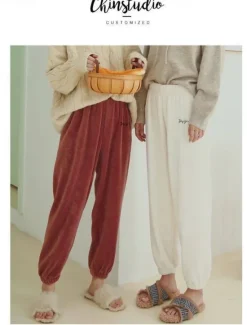 Hot Women's Pajamas Pants Letter Plush Casual Comfort Home Daily Bed Coral Fleece Coral Velvet Warm Pant Fall Winter Home Outfits Women Sleepwear