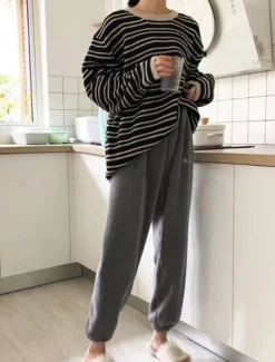 Hot Women's Pajamas Pants Letter Plush Casual Comfort Home Daily Bed Coral Fleece Coral Velvet Warm Pant Fall Winter Home Outfits Women Sleepwear