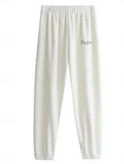 Hot Women's Pajamas Pants Letter Plush Casual Comfort Home Daily Bed Coral Fleece Coral Velvet Warm Pant Fall Winter Home Outfits Women Sleepwear