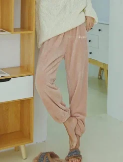 Hot Women's Pajamas Pants Letter Plush Casual Comfort Home Daily Bed Coral Fleece Coral Velvet Warm Pant Fall Winter Home Outfits Women Sleepwear