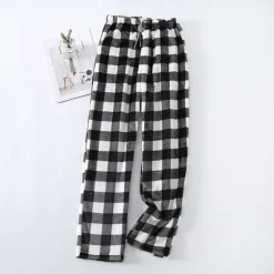 Outlet Women's Pajamas Pants Nighty Pjs 1 PCS Grid / Plaid Fashion Simple Comfort Party Home Bed Flannel Warm Breathable Long Pant Elastic Waist Print Pocket Fall Winter Home Outfits Women Sleepwear
