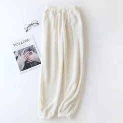 Clearance Women's Pajamas Pants Pjs Pure Color Simple Plush Comfort Home Daily Bed Fleece Gift Long Pant Elastic Waist Fall Winter Home Outfits Women Sleepwear