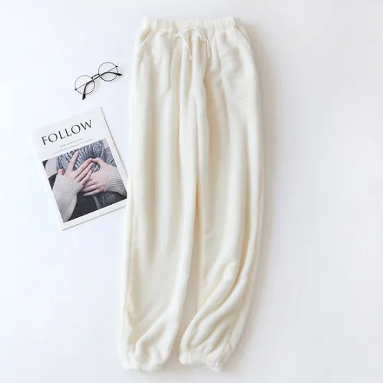Clearance Women's Pajamas Pants Pjs Pure Color Simple Plush Comfort Home Daily Bed Fleece Gift Long Pant Elastic Waist Fall Winter Home Outfits Women Sleepwear