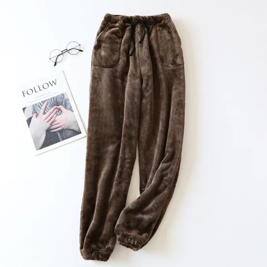 Clearance Women's Pajamas Pants Pjs Pure Color Simple Plush Comfort Home Daily Bed Fleece Gift Long Pant Elastic Waist Fall Winter Home Outfits Women Sleepwear