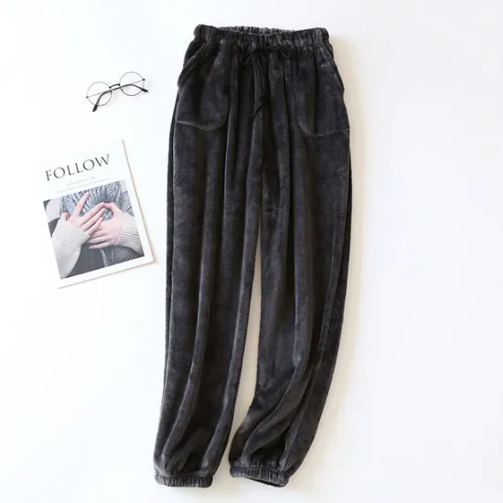 Clearance Women's Pajamas Pants Pjs Pure Color Simple Plush Comfort Home Daily Bed Fleece Gift Long Pant Elastic Waist Fall Winter Home Outfits Women Sleepwear