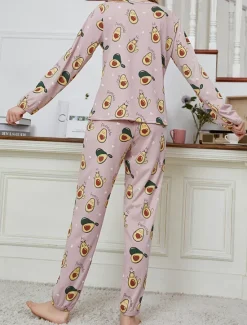 New Women's Pajamas Sets Floral Animal Fashion Comfort Home Daily Bed Breathable Crew Neck Long Sleeve T shirt Tee Pant Spring Fall Home Outfits Women Pajama-Setter
