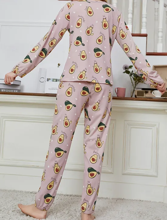 New Women's Pajamas Sets Floral Animal Fashion Comfort Home Daily Bed Breathable Crew Neck Long Sleeve T shirt Tee Pant Spring Fall Home Outfits Women Pajama-Setter