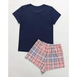 New Women's Pajamas Sets Heart Grid / Plaid Fashion Comfort Home Daily Bed Breathable Crew Neck Short Sleeve T shirt Tee Shorts Elastic Waist Summer Spring Home Outfits Women Pajama-Setter