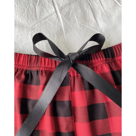 New Women's Pajamas Sets Heart Grid / Plaid Fashion Comfort Home Daily Bed Breathable Crew Neck Short Sleeve T shirt Tee Shorts Elastic Waist Summer Spring Home Outfits Women Pajama-Setter