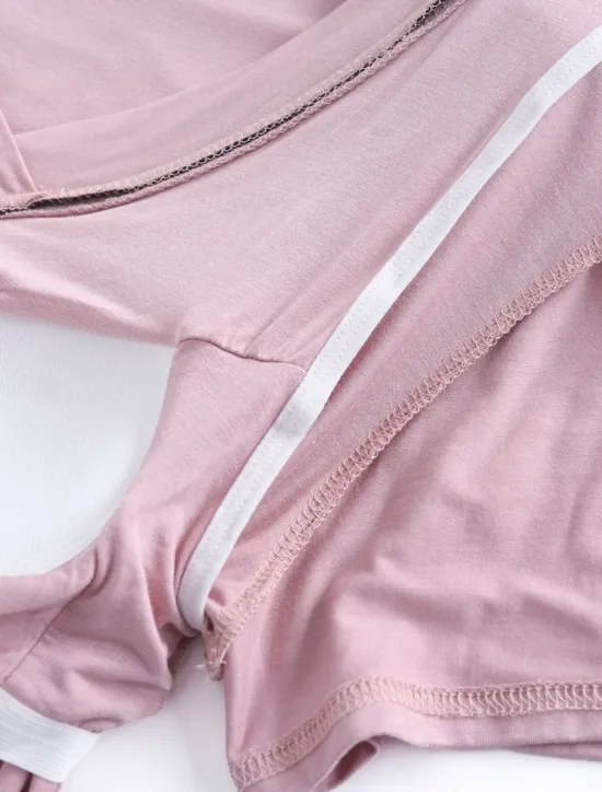 Clearance Women's Pajamas Sets Pure Color Fashion Simple Comfort Home Daily Bed Modal Breathable V Wire Short Sleeve T shirt Tee Pant Chest pads Summer Home Outfits Women Pajama-Setter