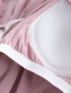 Clearance Women's Pajamas Sets Pure Color Fashion Simple Comfort Home Daily Bed Modal Breathable V Wire Short Sleeve T shirt Tee Pant Chest pads Summer Home Outfits Women Pajama-Setter