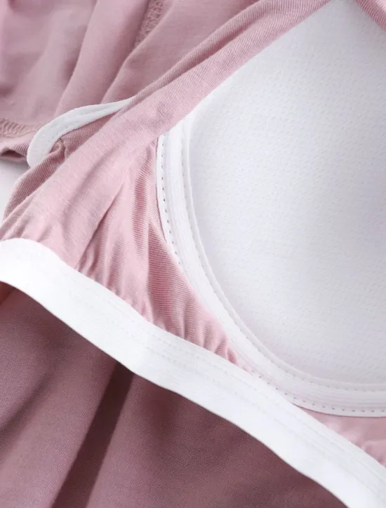 Clearance Women's Pajamas Sets Pure Color Fashion Simple Comfort Home Daily Bed Modal Breathable V Wire Short Sleeve T shirt Tee Pant Chest pads Summer Home Outfits Women Pajama-Setter