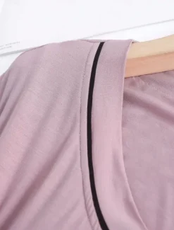 Clearance Women's Pajamas Sets Pure Color Fashion Simple Comfort Home Daily Bed Modal Breathable V Wire Short Sleeve T shirt Tee Pant Chest pads Summer Home Outfits Women Pajama-Setter