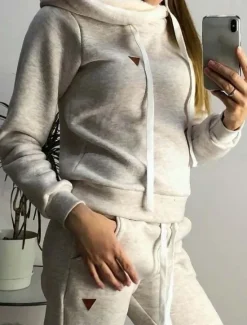 Hot Women's Pajamas Sets Warm Fashion Plush Pure Color Hoodie Pant Home Daily Bed Long Sleeve Hoodie Black Pink Blue Light Grey Fall Winter Women Two Piece Sets