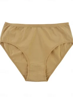 Women's Panties Pure Color Undergarments Comfort Home Daily Bed Cotton Breathable Elastic Waist Summer Spring Home Outfits Women Lingerie
