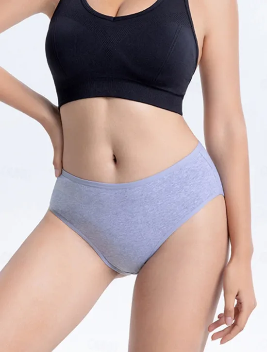 Women's Panties Pure Color Undergarments Comfort Home Daily Bed Cotton Breathable Elastic Waist Summer Spring Home Outfits Women Lingerie