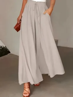 Sale Women's Pants Fashion Casual Maxi High Waist Pants Polka Dot Pocket Print Micro-elastic Street Daily Black Yellow Red Gray Summer Polyester Women Pants|Skirts