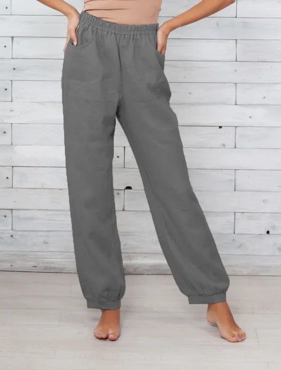 Hot Women's Pants Trousers Casual Daily Long Plain Side Pockets Breathability Comfortable Inelastic Weekend Black White Khaki Gray Spring & Summer Regular Fit Women Pants
