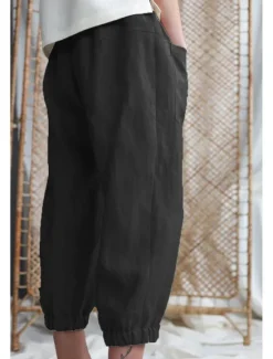 Hot Women's Pants Trousers Fashion Ankle-Length Plain Side Pockets Breathability Comfortable Inelastic Casual Daily Black White Khaki Spring & Fall Regular Fit Women Pants