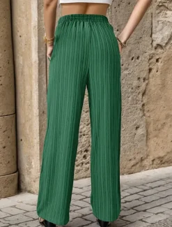Women's Pants Trousers Fashion Long Plain Side Pockets Elastic Drawstring Design Breathability Comfortable Micro-elastic Casual Daily Black Blue Brown Green Spring & Summer Regular Fit Women Pants