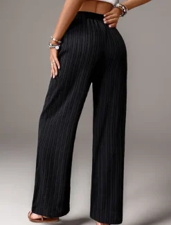 Women's Pants Trousers Fashion Long Plain Side Pockets Elastic Drawstring Design Breathability Comfortable Micro-elastic Casual Daily Black Blue Brown Green Spring & Summer Regular Fit Women Pants