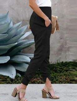 Clearance Women's Pants Trousers Jogging Pants Fashion Ankle-Length Plain Side Pockets Breathability Comfortable Micro-elastic Casual Daily Black Pink Navy Blue Green Spring & Summer Regular Fit Women Pants