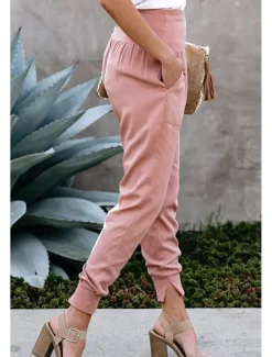 Clearance Women's Pants Trousers Jogging Pants Fashion Ankle-Length Plain Side Pockets Breathability Comfortable Micro-elastic Casual Daily Black Pink Navy Blue Green Spring & Summer Regular Fit Women Pants