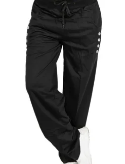 New Women's Pants Trousers Sporty Casual Lounge Full Length Natural Solid Color Micro-elastic Vacation Daily Weekend Black Dark Navy Light Grey Dark Gray Fall Winter Regular Fit Women Pants