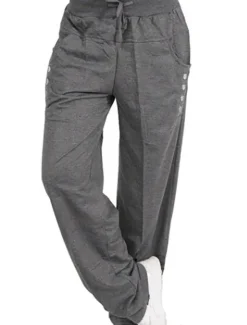 New Women's Pants Trousers Sporty Casual Lounge Full Length Natural Solid Color Micro-elastic Vacation Daily Weekend Black Dark Navy Light Grey Dark Gray Fall Winter Regular Fit Women Pants