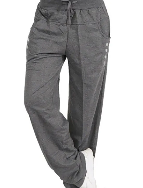New Women's Pants Trousers Sporty Casual Lounge Full Length Natural Solid Color Micro-elastic Vacation Daily Weekend Black Dark Navy Light Grey Dark Gray Fall Winter Regular Fit Women Pants