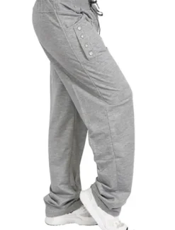 New Women's Pants Trousers Sporty Casual Lounge Full Length Natural Solid Color Micro-elastic Vacation Daily Weekend Black Dark Navy Light Grey Dark Gray Fall Winter Regular Fit Women Pants